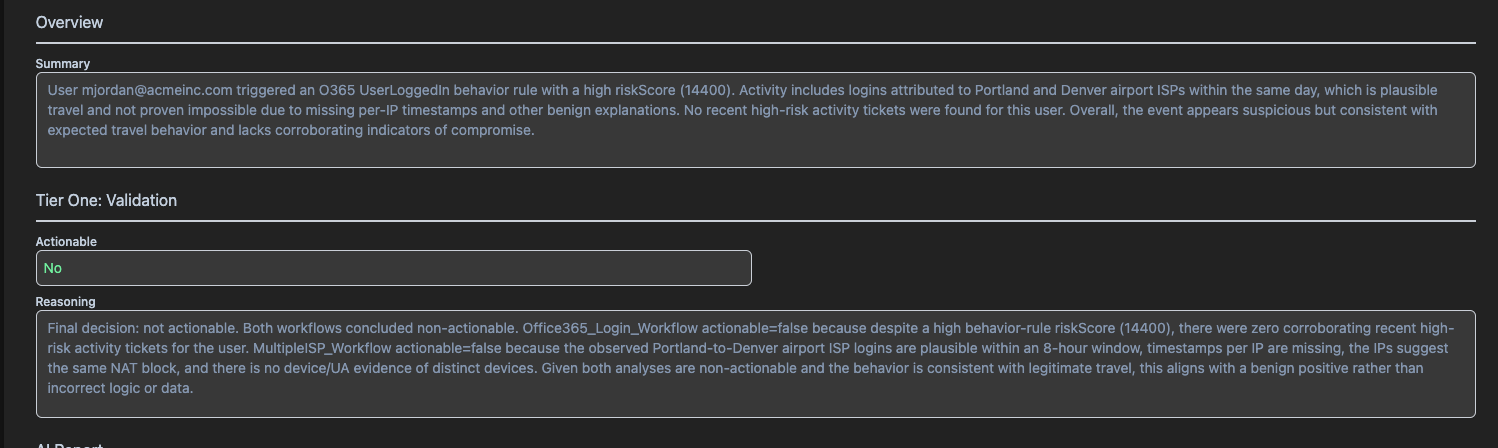 AI analysis summary example